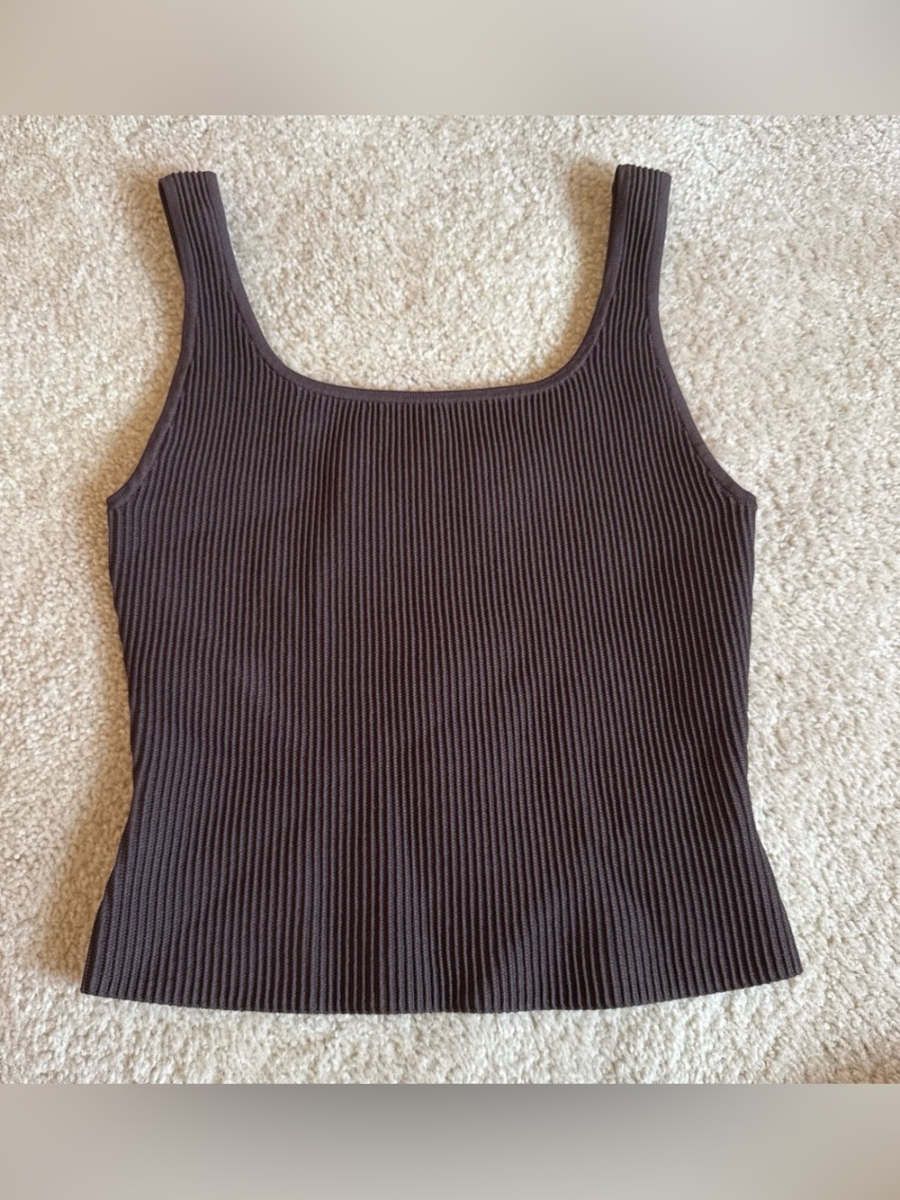 Aritzia Ribbed Square-Neck Tank Top - Brown